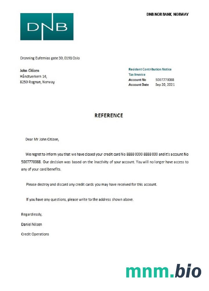 Przykład zamknięcia norweskiego DNB w formatach Word i PDF